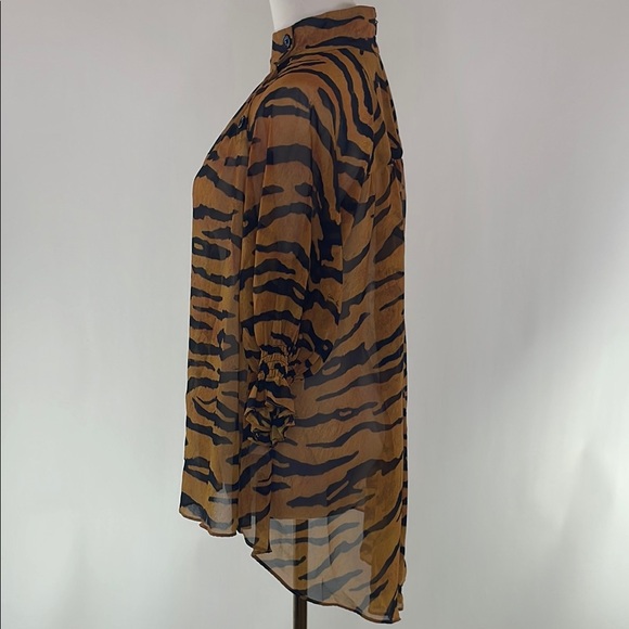 Adam Lippes Collective Tiger Print Mock Neck Blouse, 2 - Picture 7 of 15